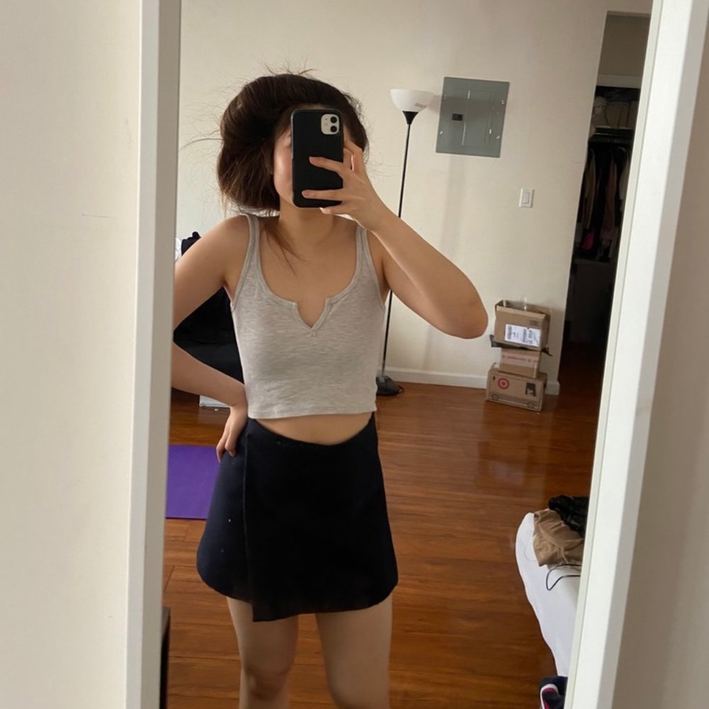 Uniqlo Navy Wool Wrap Skirt